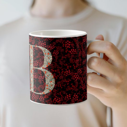 Blumenelegant Monogramm B rot mit einer Phrase Kaffeetasse