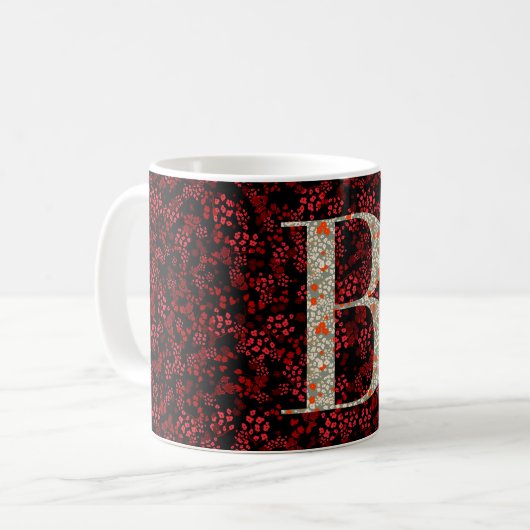 Blumenelegant Monogramm B rot mit einer Phrase Kaffeetasse (Vorderseite Links)