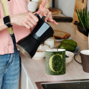 Blumenelegant Monogramm C grün mit einer Phrase Kaffeetasse