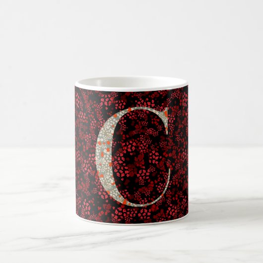 Blumenelegant Monogramm C rot mit einer Phrase Kaffeetasse (Mittel)