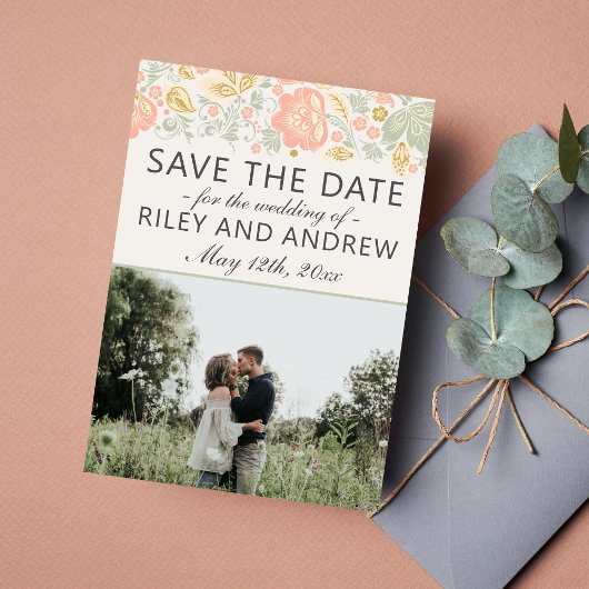 Blumenelegant Peach Blush Sage Save the Date
