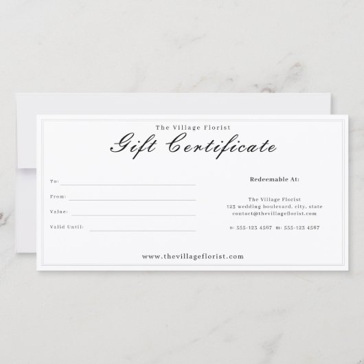 Blumenelegant Vintage Rose Geschenkgutschein (Rückseite)