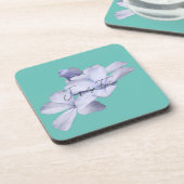 Blumenelegante Minimalistische Kalligraphie Lithog Getränkeuntersetzer (Linke Seite)