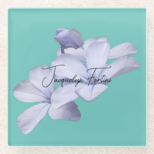 Blumenelegante Minimalistische Kalligraphie Lithog Glasuntersetzer (Vorderseite)