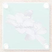 Blumenelegante Minimalistische Kalligraphie Lithog Glasuntersetzer (Rückseite)