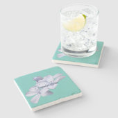 Blumenelegante Minimalistische Kalligraphie Lithog Steinuntersetzer (Seitenansicht)