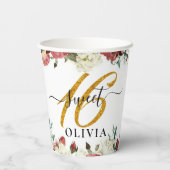 Blumenelegante Sweet 16 Paper Cups Pappbecher (Rückseite)