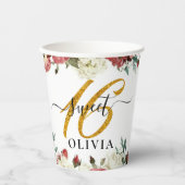 Blumenelegante Sweet 16 Paper Cups Pappbecher (Vorderseite)