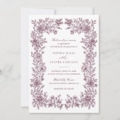 Blumenelegante Vintage Rahmen Hochzeitseinladung Einladung (Vorderseite)