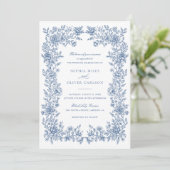 Blumenelegante Vintage Rahmen Hochzeitseinladung Einladung (Stehend Vorderseite)