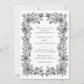 Blumenelegante Vintage Rahmen Hochzeitseinladung Einladung (Vorderseite)