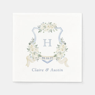 Blumenelegante Wappen Dusty Blue Wedding Monogram Serviette
