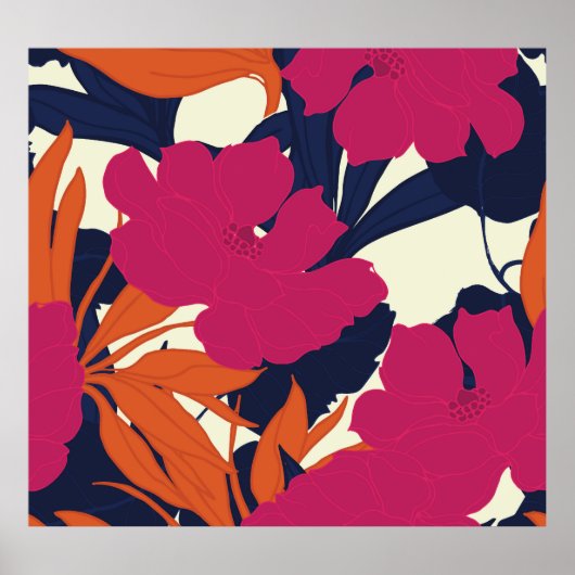 Blumeneleganz: abstraktes Muster Poster (Vorne)