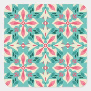 Blumeneleganz: nahtloses Vintage-Motiv. Quadratischer Aufkleber
