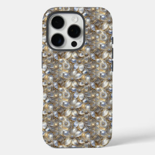 Blumeneleganz: Perlen-Inspiriert iPhone 16 Pro Hülle