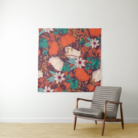 Blumenelemente: Handgezeichnet Nahtlos. Wandteppich (Beispiel (Horizontal))