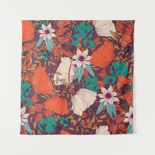 Blumenelemente: Handgezeichnet Nahtlos. Wandteppich (Vorderseite)