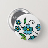 Blumenentwurf des blauen Blumenknopfes Button (Vorne & Hinten)