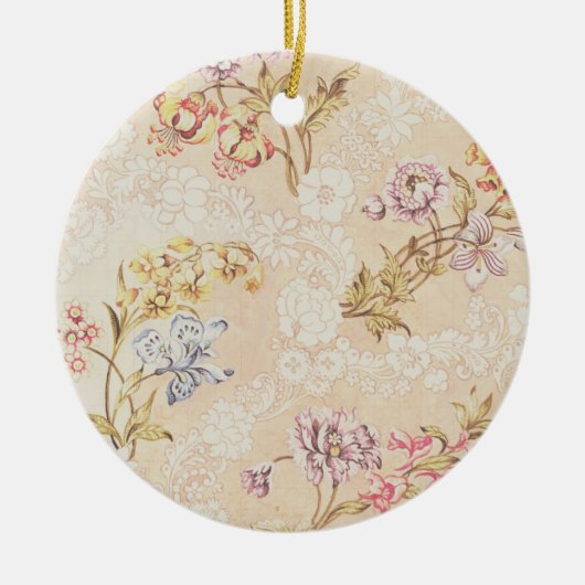 Blumenentwurf mit Pfingstrosen, Lilien und Rosen Keramikornament (Vorne)