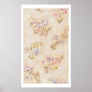 Blumenentwurf mit Pfingstrosen, Lilien und Rosen Poster
