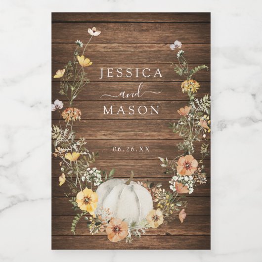 Blumenernte Pumpkin Gastgeschenk Hochzeit Weinkart Weinetikett (Einzelnes Label)