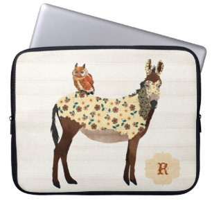 Blumenesel-u. Eulen-Computer-Hülse Laptopschutzhülle