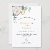 Blumeneukalyptusgrün Moderne, elegante Hochzeit Einladung (Vorderseite)