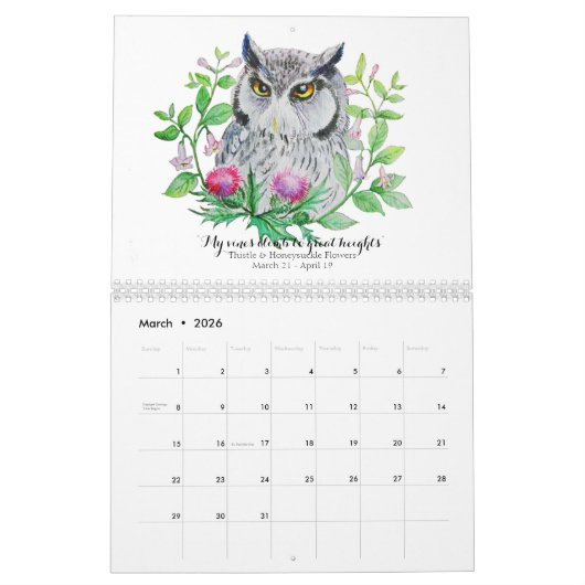 Blumeneulen Ihr Blumenhoroskopzeichen Kalender (Mär 2026)