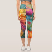 Blumenexplosion: Bursting-Farbmuster Capri Leggings (Rückseite)