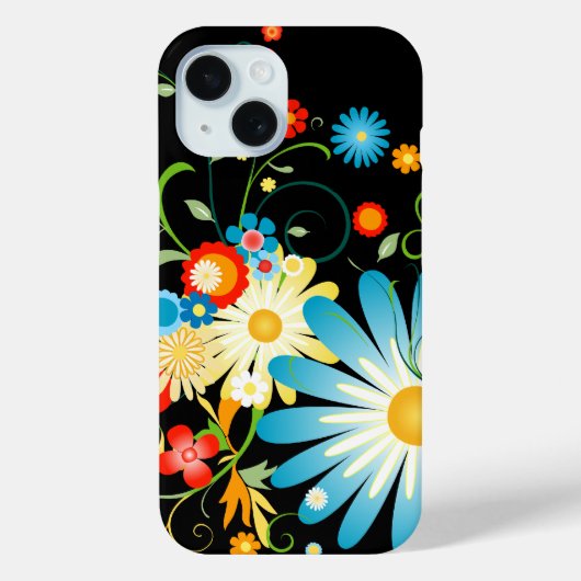 Blumenexplosion der Farbe auf schwarz Case-Mate iPhone Hülle (Rückseite)
