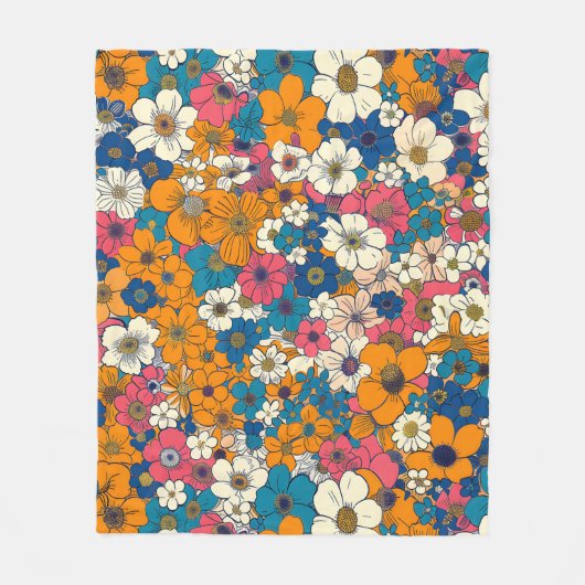 Blumenexplosion Fleecedecke (Vorderseite)