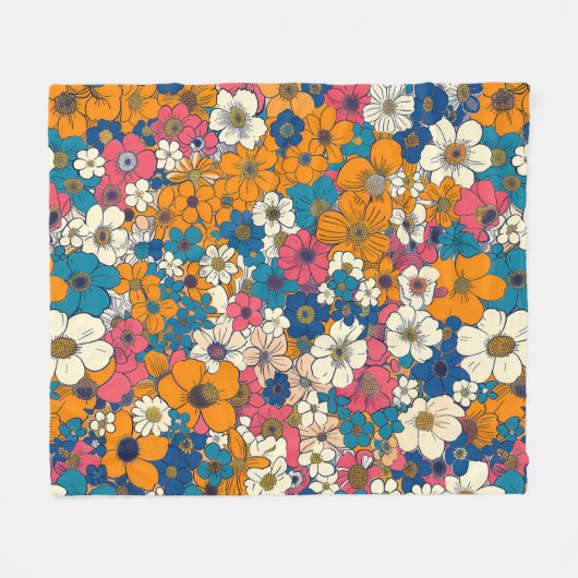 Blumenexplosion Fleecedecke (Vorderseite (Horizontal))