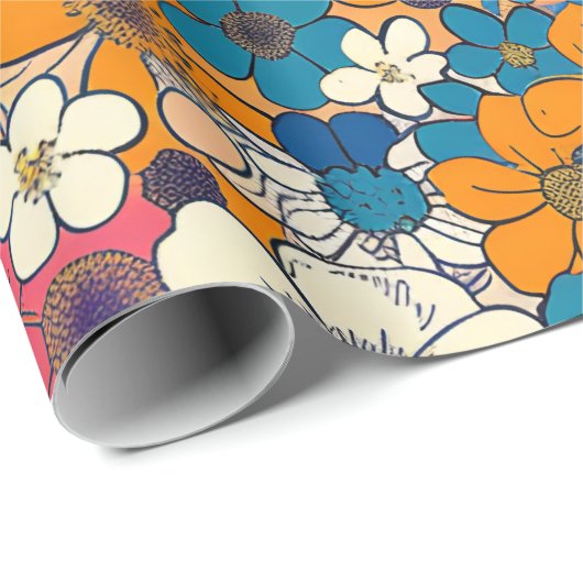 Blumenexplosion Geschenkpapier (Rolleneckpunkt)