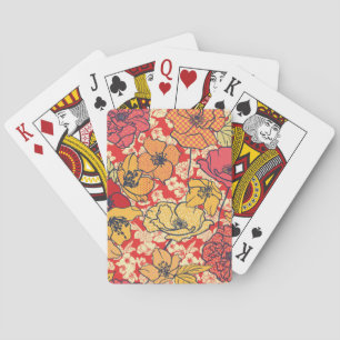 Blumenexplosion: Nahtloser Vintage-Trend. Spielkarten