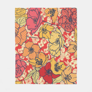 Blumenexplosion: Nahtloser Vintager Trend. Fleecedecke