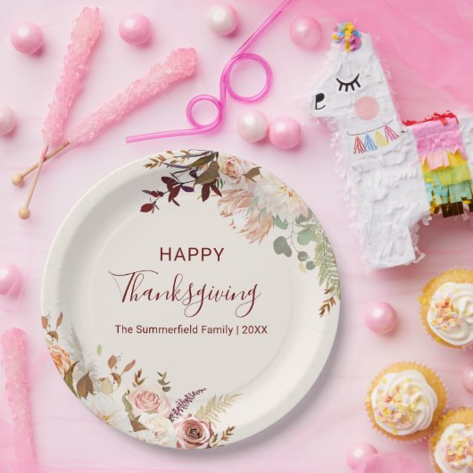 Blumenfall Botanisches Glück Erntedankfest Pappteller (Party)