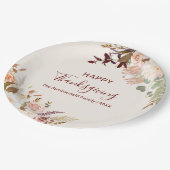 Blumenfall Botanisches Glück Erntedankfest Pappteller (Schrägansicht)