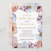 Blumenfall-Brautparty Einladung (Vorne/Hinten)