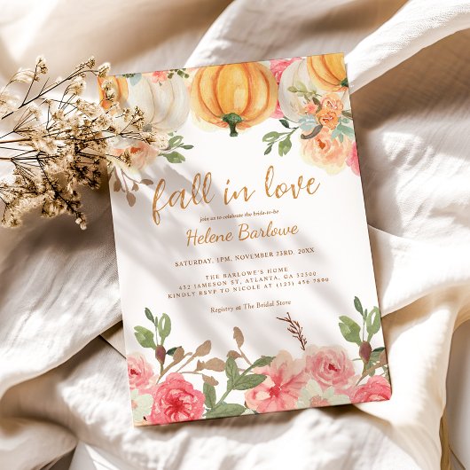 Blumenfall in der Liebe Pumpkin-Brautparty Einladung