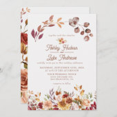 Blumenfall in Liebe Boho Fall Botanische Hochzeit Einladung (Vorne/Hinten)