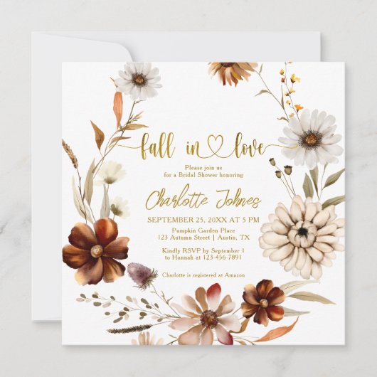 Blumenfall in Liebe Boho Kranz Brautparty Einladung (Vorderseite)