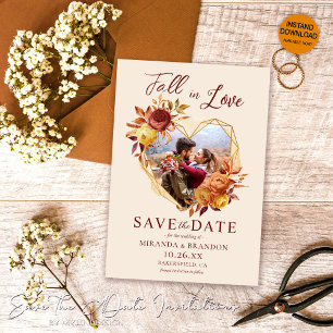Blumenfall in Liebe Foto Hochzeit Sichern Sie das Einladung