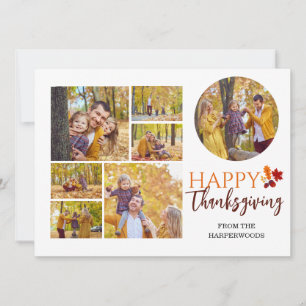 Blumenfall Modernes Glückwunsch, Familie Foto Feiertagskarte