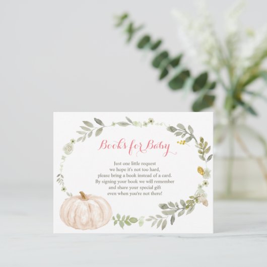 Blumenfall Pumpkin Greenery Baby Shower Books Postkarte (Stehend Vorderseite)