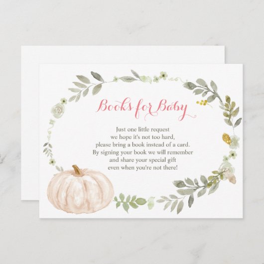 Blumenfall Pumpkin Greenery Baby Shower Books Postkarte (Vorne/Hinten)