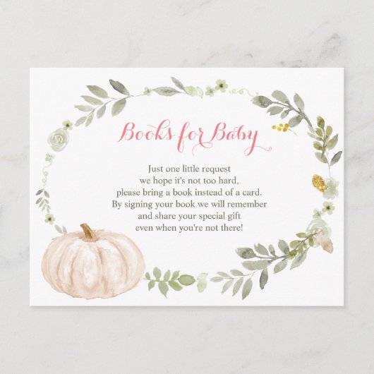 Blumenfall Pumpkin Greenery Baby Shower Books Postkarte (Vorderseite)