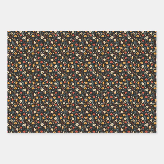 Blumenfallen Herbstmuster Faltblätter Geschenkpapier Set (Vorderseite 3)