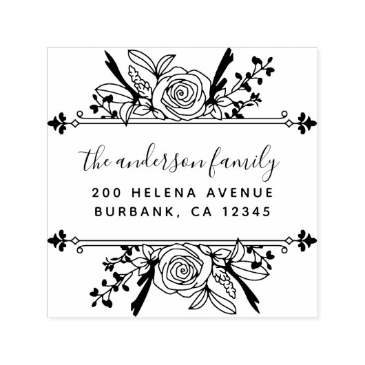 Blumenfamilien Rose Rücksendeadresse Permastempel (Design)