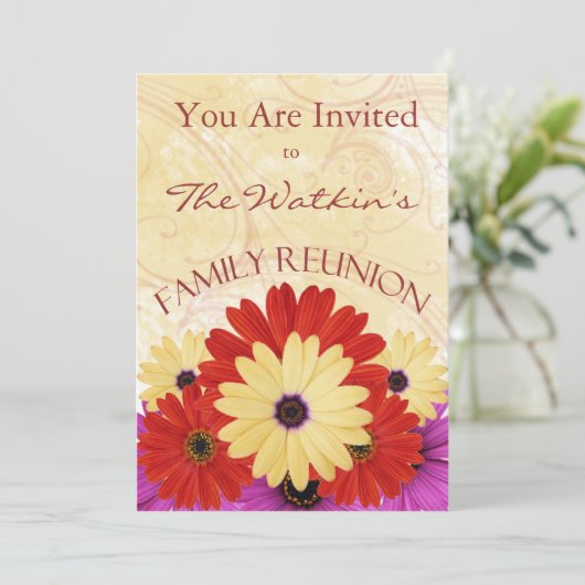 Blumenfamilien Wiedersehen Party Einladungen (Stehend Vorderseite)