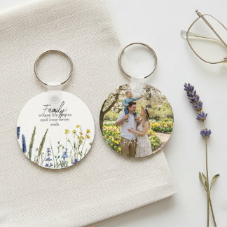 Blumenfamilien-Zitat-Foto – Erinnerungs-Geschenk Schlüsselanhänger